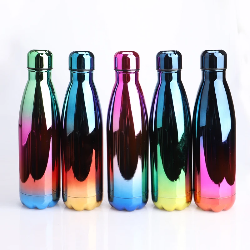 

Electroplating Cola Bottle Gradient Electroplated Stainless Steel 304 Vacuum Flask Thermos 500ML Sports Outdoor Drinking Bottle
