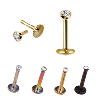 1pcs trendy lip ring piercing 16g crystal labret stud gold black silver stainless steel tragus piercings body jewelry 1 2x8x2mm