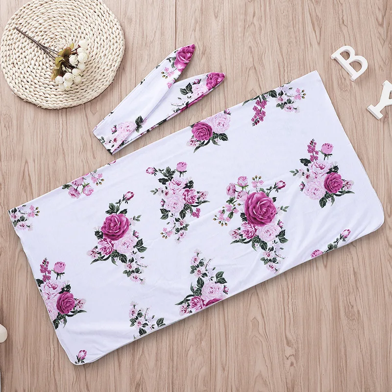Детское одеяльце для сна с цветочным принтом новорожденных повязка на голову