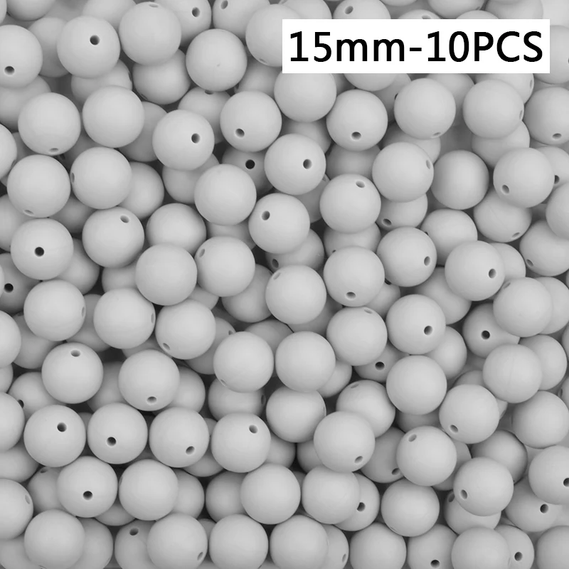 15mm-10PCS Силиконовые бусы 9/12/15 мм Детские Прорезыватель для зубов круглый Прорезывания Зубов Силиконовые Бусины Perle силиконовый зубного прикуса станет заметно Прорезывания Зубов Бусины для изготовления ювелирных изделий - Цвет: 15mm-10PCS