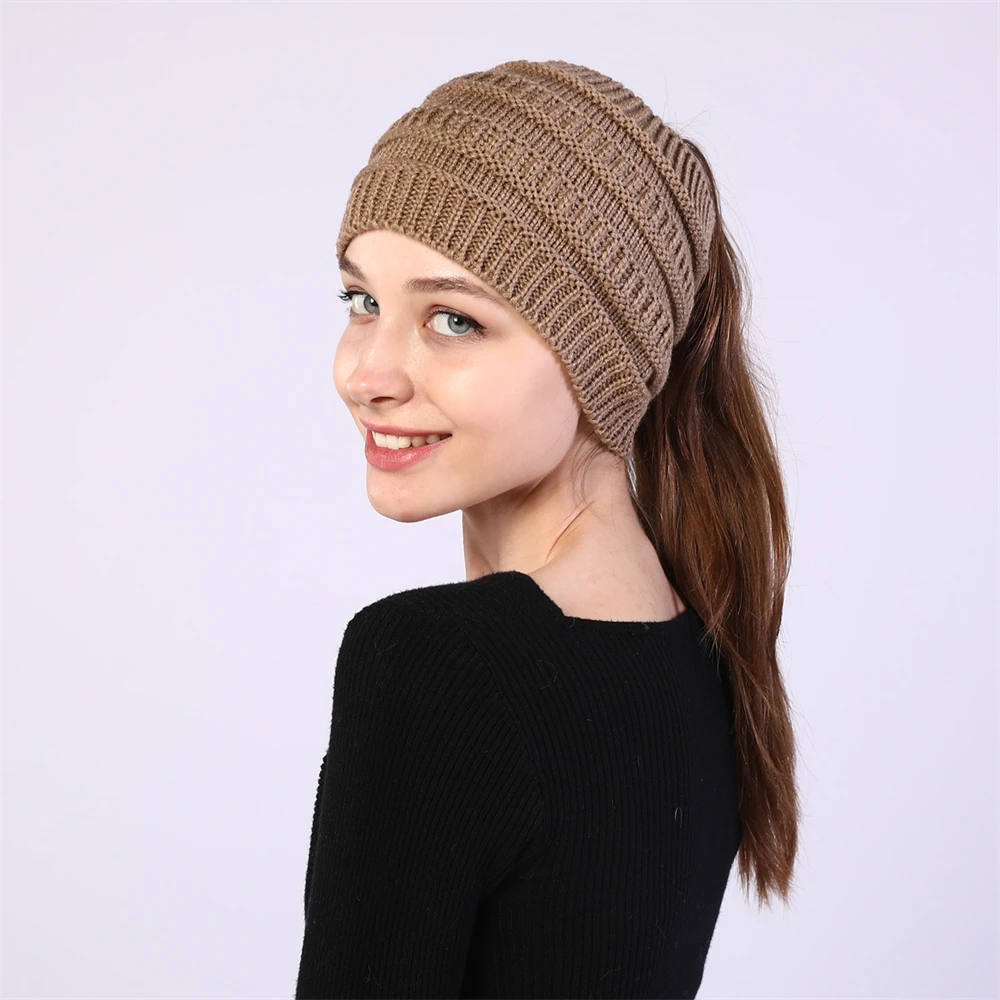 

Women's Knitted Headband Widened Face Wash Headgear Ponytail Woolen Hat Outdoor Sports Headwear Girl Hair Ribbons Accessories