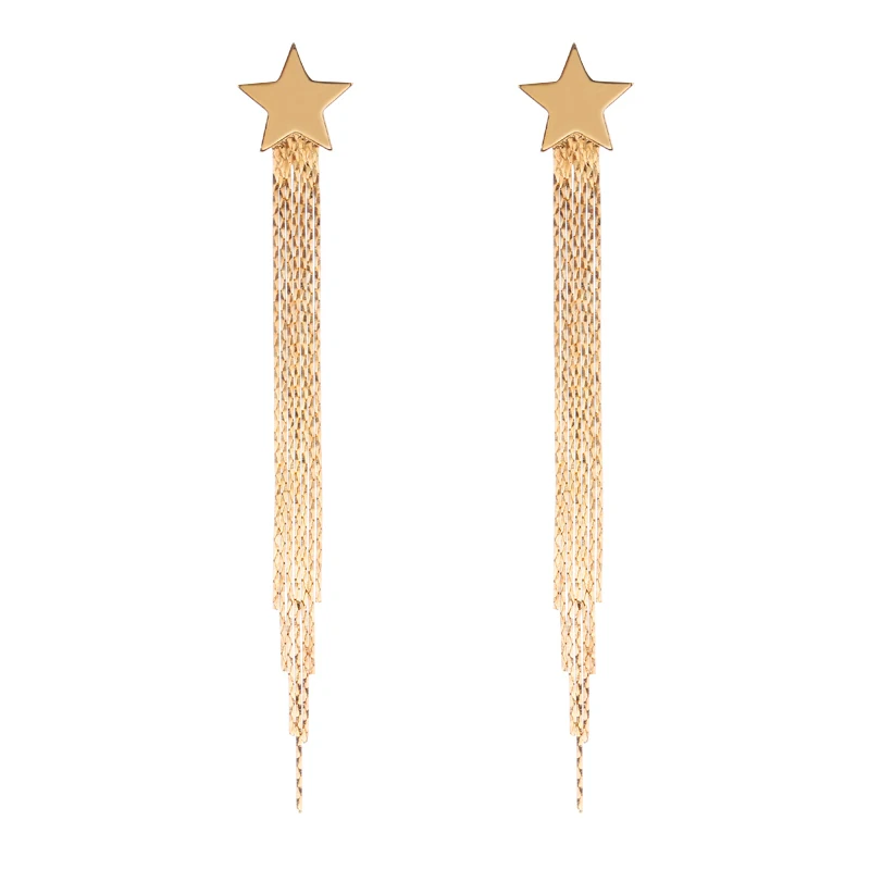 Хит продаж корейские серьги пентаграмма длинные висячие с кисточками для женщин