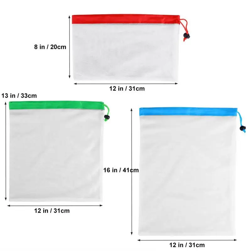 Reusable Mesh Produce Bags Washable for Grocery Shopping Fruit Vegetable Storage Toys Sundries Bag | Дом и сад