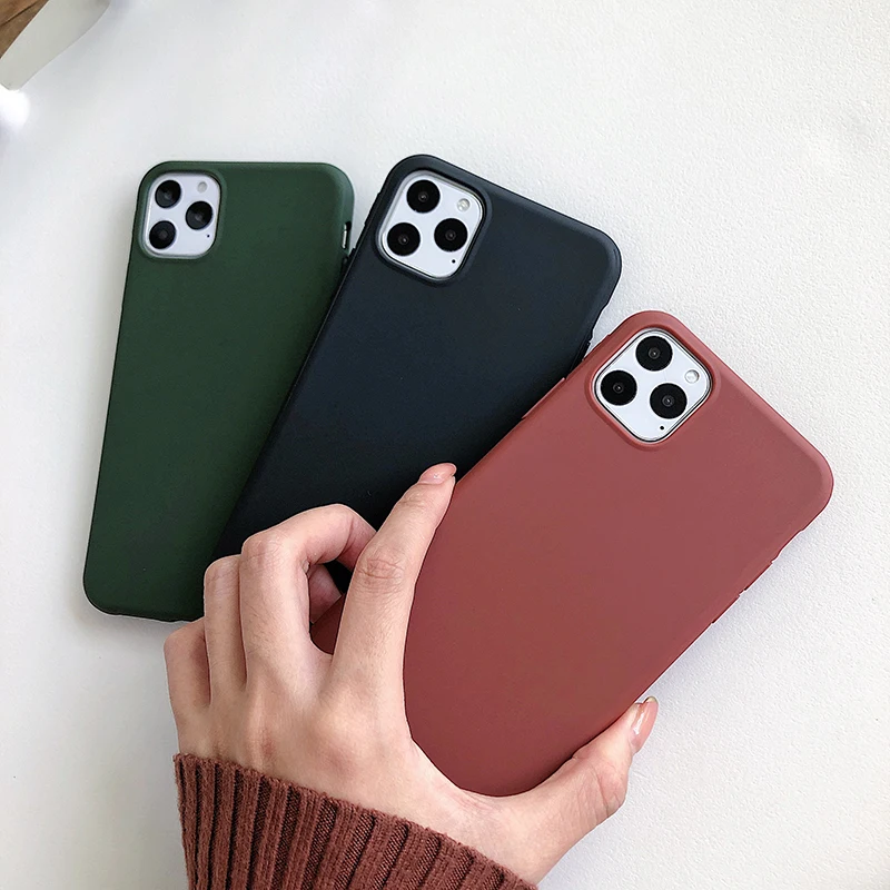 Однотонный матовый чехол для iPhone 11 простой Pro Max 7 8 Plus 6 6s X XSMax XR XS |