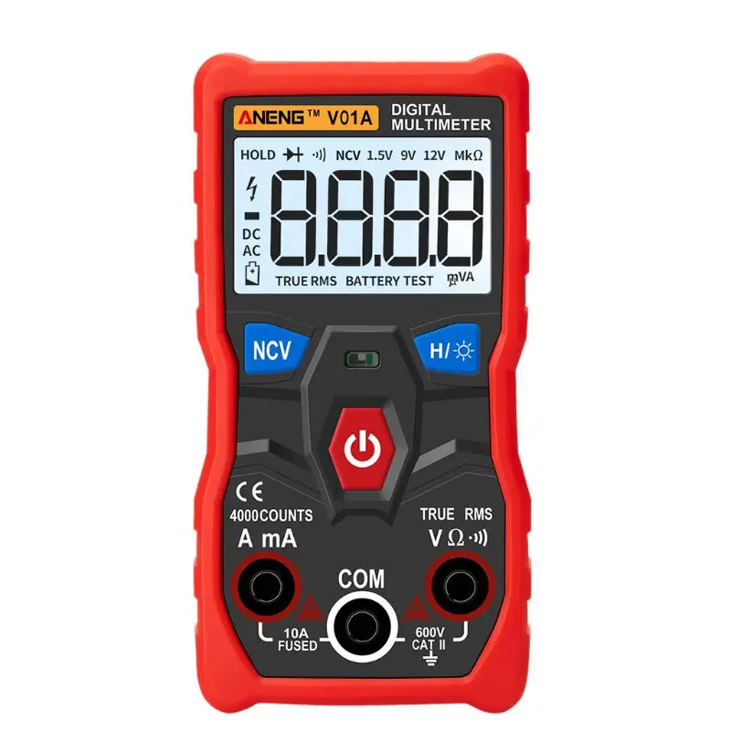 

V01A Digital Multimeter Auto Range True RMS NCV DATA HOLD Backlight Flashlight