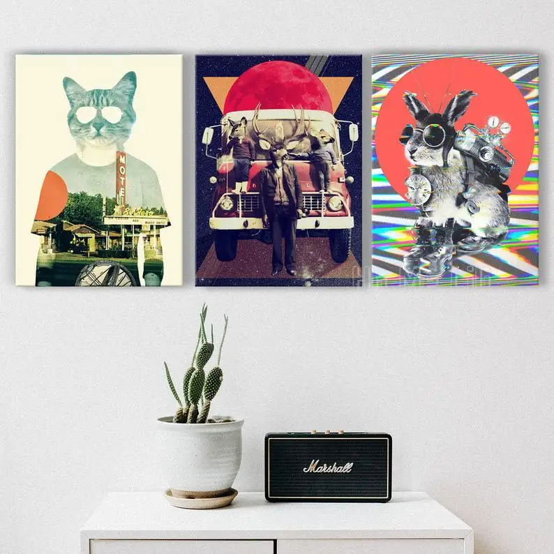 

Animal 3 Canvas Wall Oil Painting Art Interesting Creative Interior Decoration