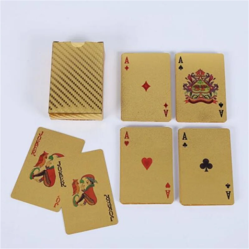 Высокое качество водонепроницаемые карты для покера золотой фольги ИГРАЛЬНЫЕ