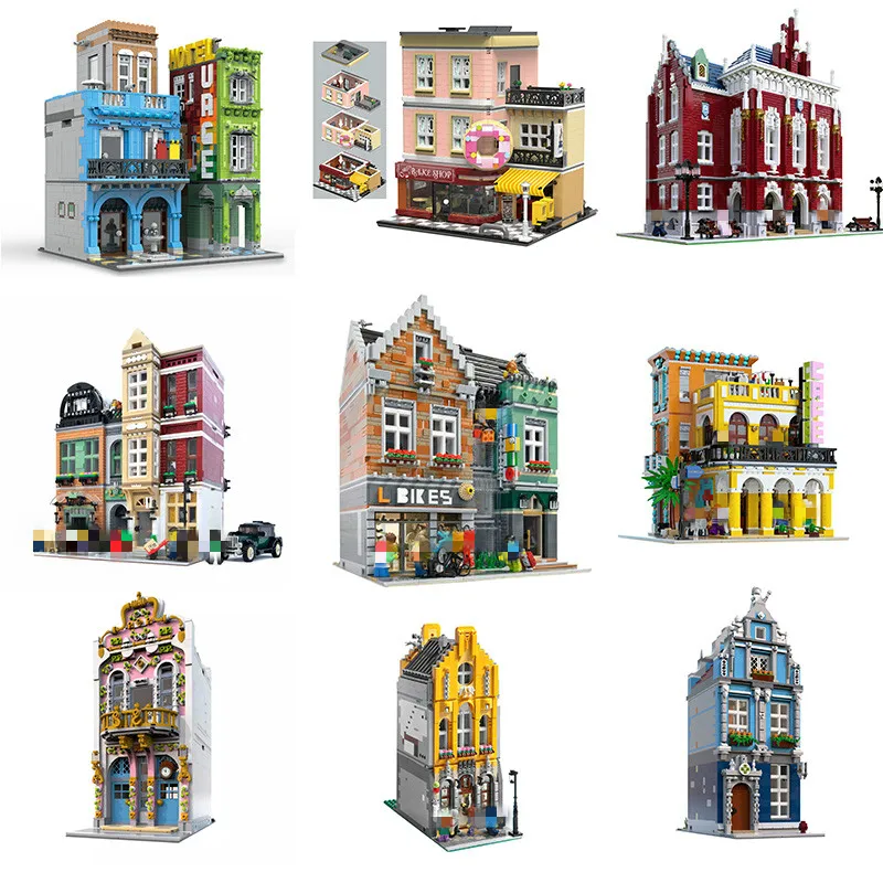 

Creator Expert Street View Hospital Moc Pet Shop City Brickstive Bike Cafe Modular Model Building Blocks Bricks Kid Toys Gifts