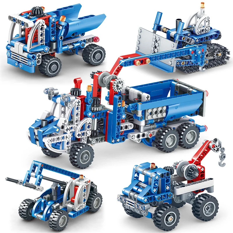 

Engineering Bulldozer Crane Dump Truck High-Tech DIY Building Blocks City Construction Vehicle Car Bricks Toys For Children Kids