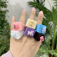 cute princess rings resin acrylic transparent colorful cartoons portrait diy finger jewelry gifts for girls 2021 new accessories