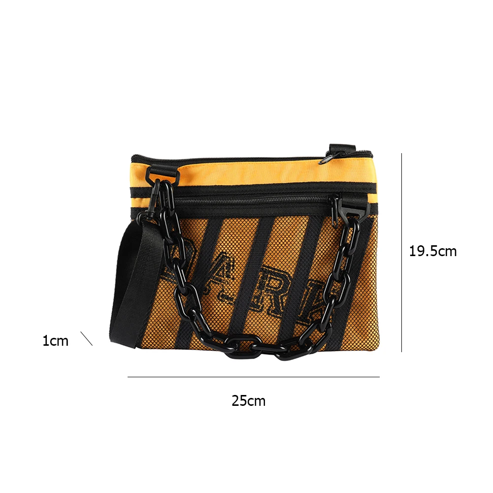 

Fashion Street Style Crossbody Bag Canvas Men Mesh Chain Hip Hop Sling Pouch Fashion Shoulder Messenger Envelope Pouch