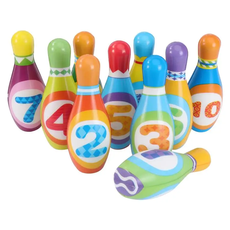 

Small Solid Bowling Play Set Colorful Pattern Bowling Playthings Sports Bowling Games Educational Toy for Kids Children