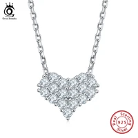 orsa jewels 925 sterling silver moissanite diamond heart shape pendant necklace for women wedding fine jewelry wholesale smn35