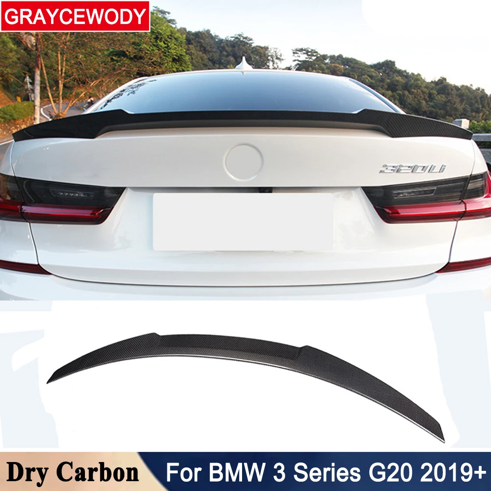 

Dry Carbon Fiber Car Rear Spoiler Fixed Wind Wing Tail Decoration For BMW 3 Series G20 2019+ Tuning M CS M4 MP PSM Style Spoiler