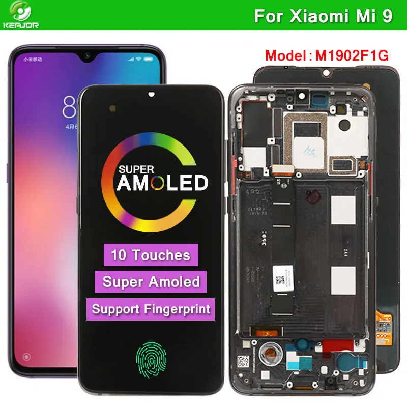 ЖК дисплей AMOLED для Xiaomi Mi 9 10 сенсорный экран сменный MI9 Global M1902F1G с