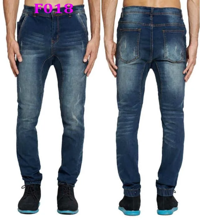 Men Jeans Elastic Waist Skinny Jeans Stretch Ripped Jeans Mens Denim Pants Embroidered Stretch Slim Print Jeans Multiple Styles