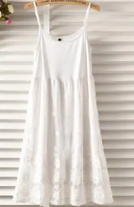 white strap Корейское женское летнее кружевное вязаное платье большого размера, тонкое платье с высокой талией, Vestido, милое платье-пуловер без рукавов в стиле Mori Girl, Robe Tunique - Цвет: white strap