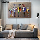 Красочные картины с изображением зебры на холсте, Африканские животные, картины с настенный художественный плакат, картины для украшения дома, для интерьера