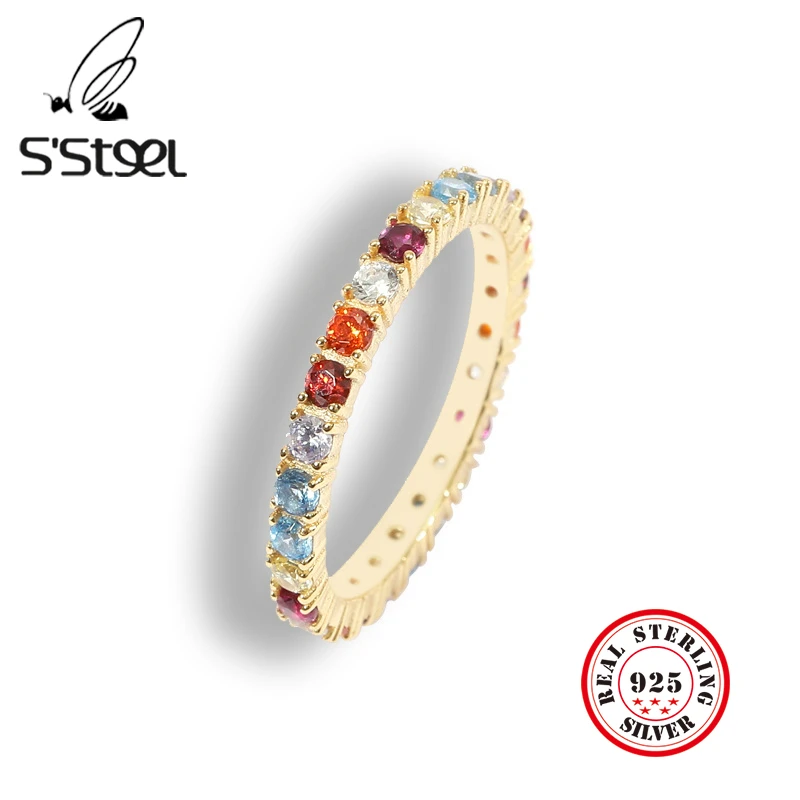 

S'STEEL 925 Sterling Silver Rings Gift For Women Zircon Luxury Gold 2020 New Designer Ring Anillos De Plata 925 De Ley Jewelry