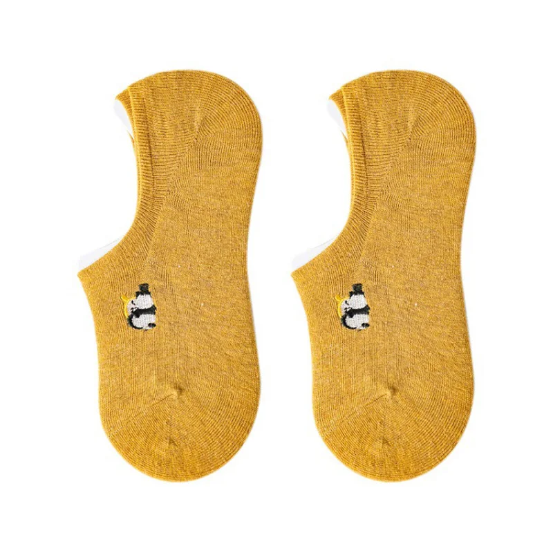 Женские Простые хлопковые носки с вышивкой милые носки-башмачки животными
