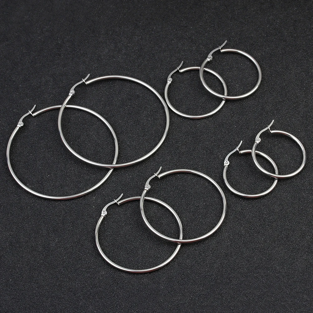 

Small Big Circle Women Hoop Earrings Exaggerated Hoop Ear Loop Smooth Ring Round Earring Stainless Steel Jewelry Wholesale