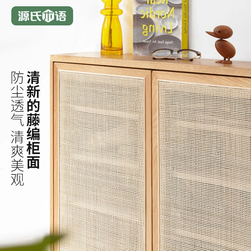 Шкаф для обуви из твердой древесины скандинавский дуб простой шкаф хранения в