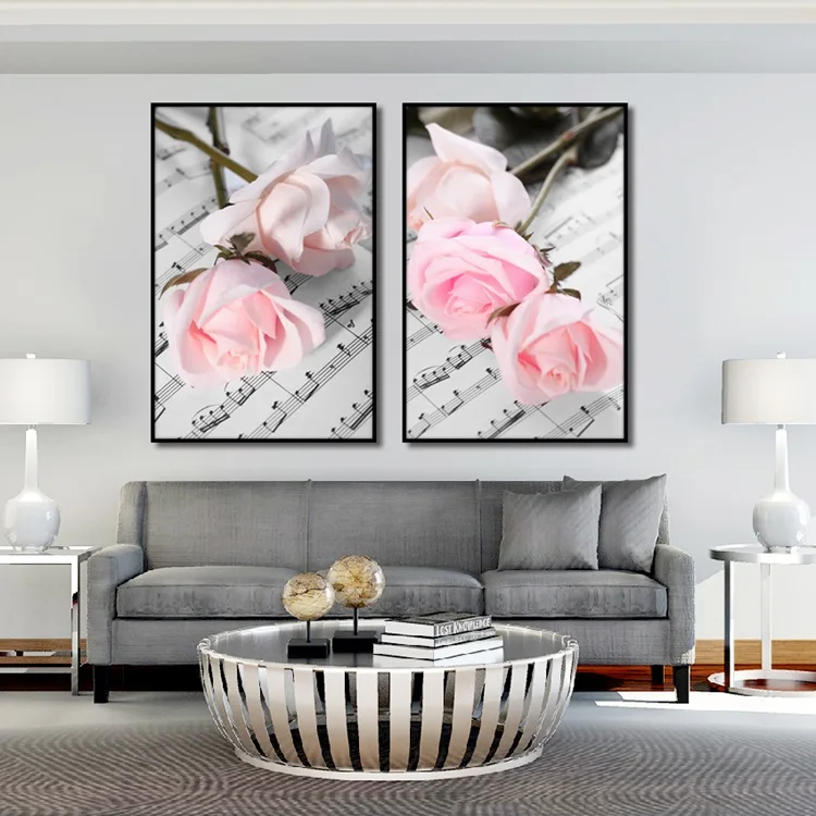 Nordic Style Rose Poster And Prints Literary Wall Art Pink Flower Love Note Canvas Painting Gift For Bedroom Picture | Дом и сад