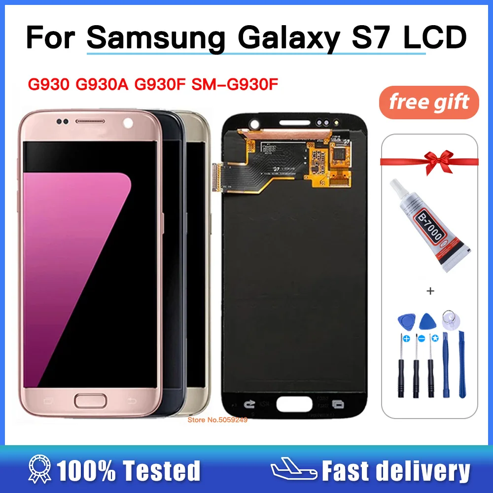 

Super AMOLED LCD For Samsung Galaxy S7 G930A G930F SM-G930F LCD Display Screen Touch Digitizer Assembly For Samsung S7 G930