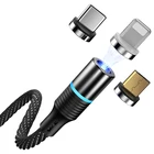 Новый Магнитный usb-кабель Cafele LED QC3.0 для iphone, Круглый Многофункциональный нейлоновый зарядный кабель Micro USB Type-C 3 в 1 для Huawei