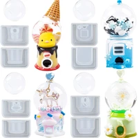 1 set 4 styles diy gashapon machines crystal resin silicone mold 3d quicksand game machine silicone mold