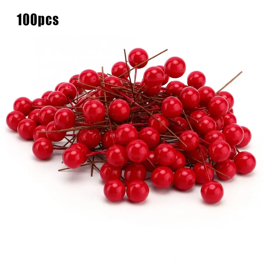 100 шт. искусственные ягодные Цветы Мини матовые фрукты ягоды Холли домашний декор