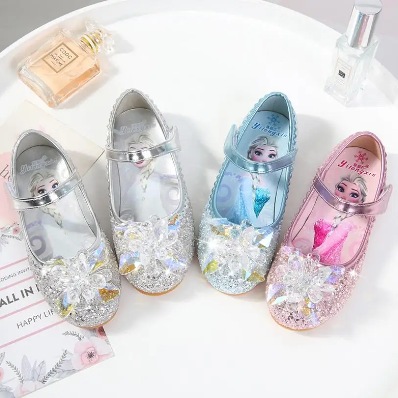 Блестящие сандалии для девочек с блестками Модные вечерние танцевальные туфли