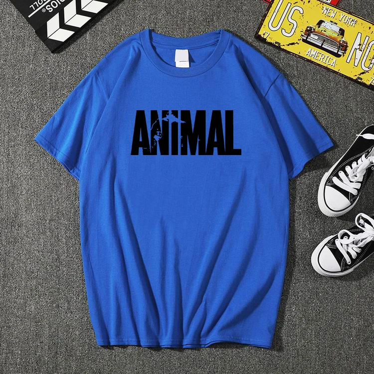 

New Fashion Animal print tracksuit t shirt muscle shirt Trends in fitness cotton brand clothes for men bodybuilding Tee large
