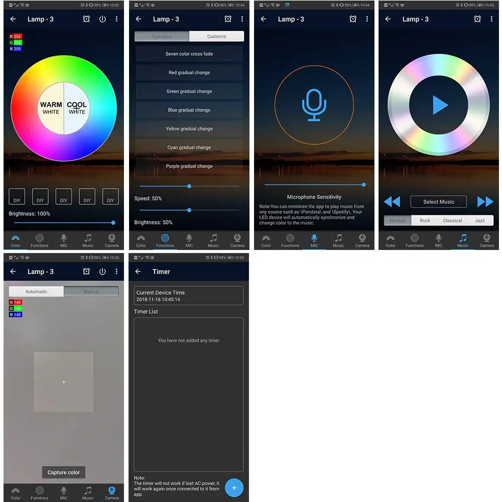 16 цветов точечный светодиодный Интеллектуальный светильник RGB/WW/CW Светодиодный потолочный круглый потолочный светодиодный светильник Bluetooth приложение контроль умный светильник