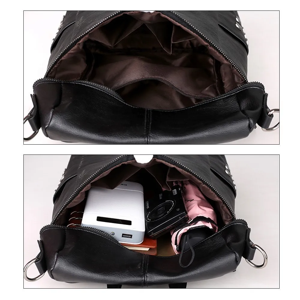 

Casual Women Backpacks PU Leather School for Teenager Girls Travel Backpack Vintage Solid Shoulder Bags