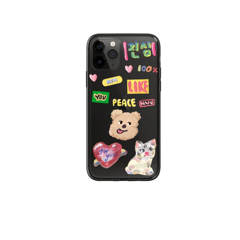 

2021 High Quality Fashion Hand Drawn Cartoon Cute Bear Case Cover For iPhone 11 11PROMAX 11PRO 7 8 7Plus 8Plus X XS XSMAX XR