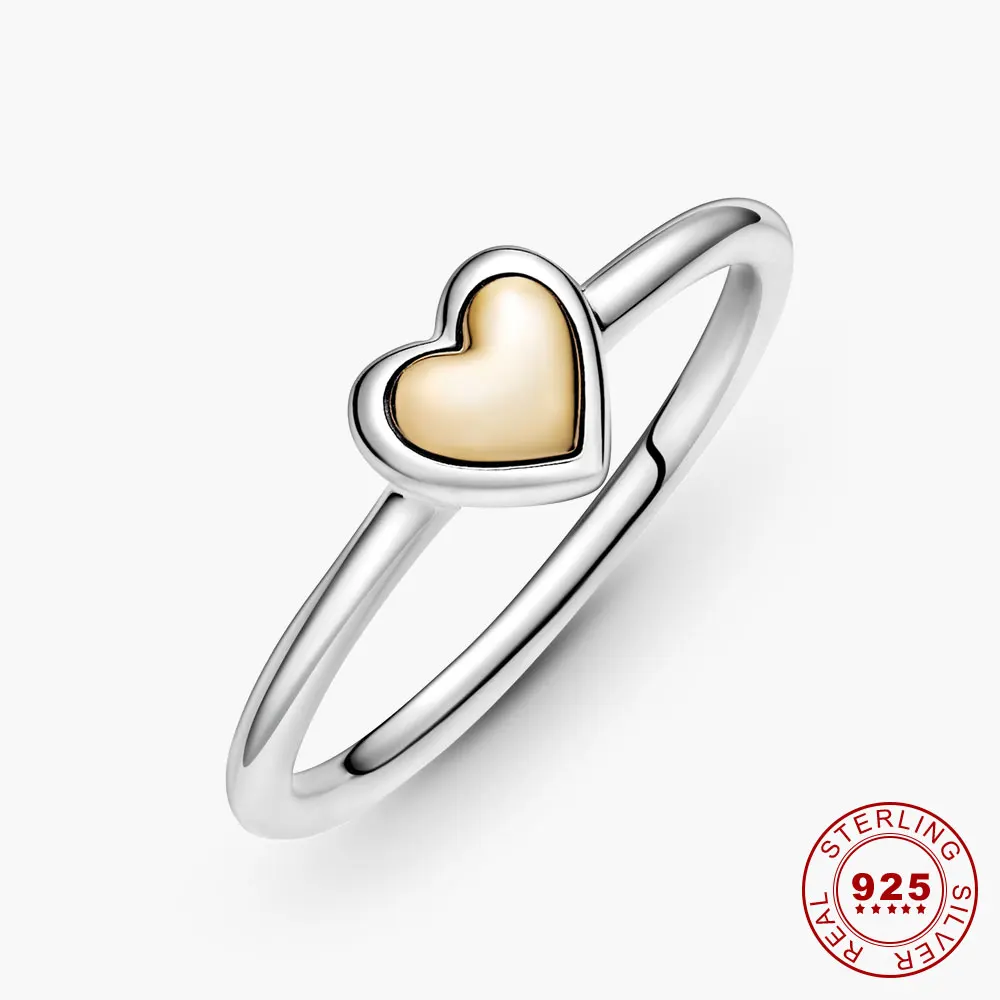 925 кольцо из стерлингового серебра бледно Biocolor сердце купольная Золотое кольца