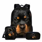 Рюкзак детский с принтом в виде собаки ротвейлера, школьный рюкзак, набор