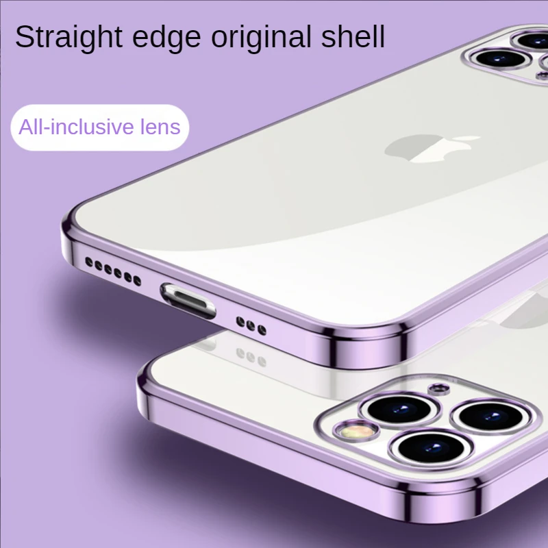 

Чехол для iPhone 12 с гальваническим покрытием, чехол для iPhone11 Pro/Max/7/8/X, силиконовый защитный чехол 13Pro, прозрачный чехол