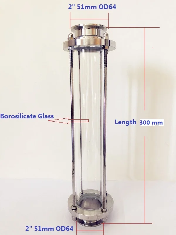 Длинный стиль 2 дюйма (51 мм) OD64 высококачественное смотровое стекло диаметр 300 мм