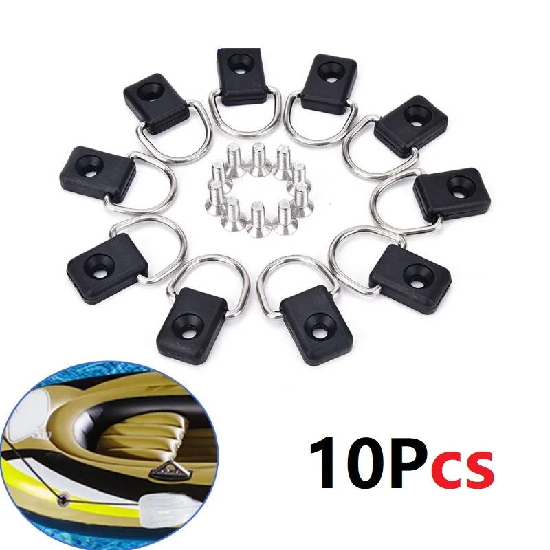 

5Pcs/10Pcs Black kayak D Ring Canoe Kayak D Ring Outfitting Fishing Rigging Bungee Kit Accessory Rowing Boats Accessories