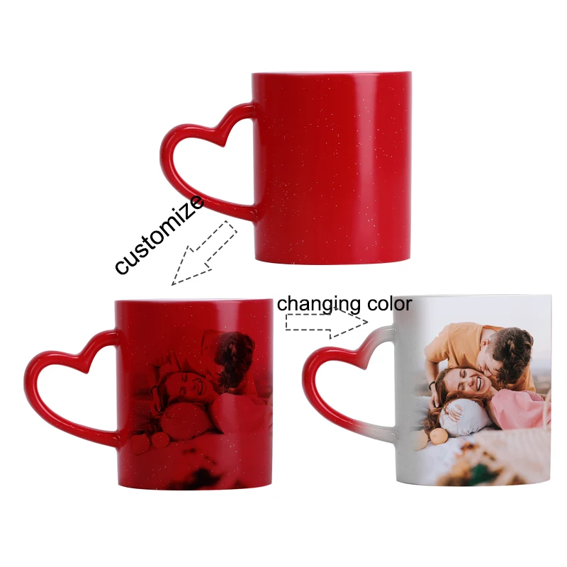 

Red Stary Sky Mug Color Changing Ceramic Coffee Tea Cup Gift Personalised Customize Photo Logo Text Drinkware