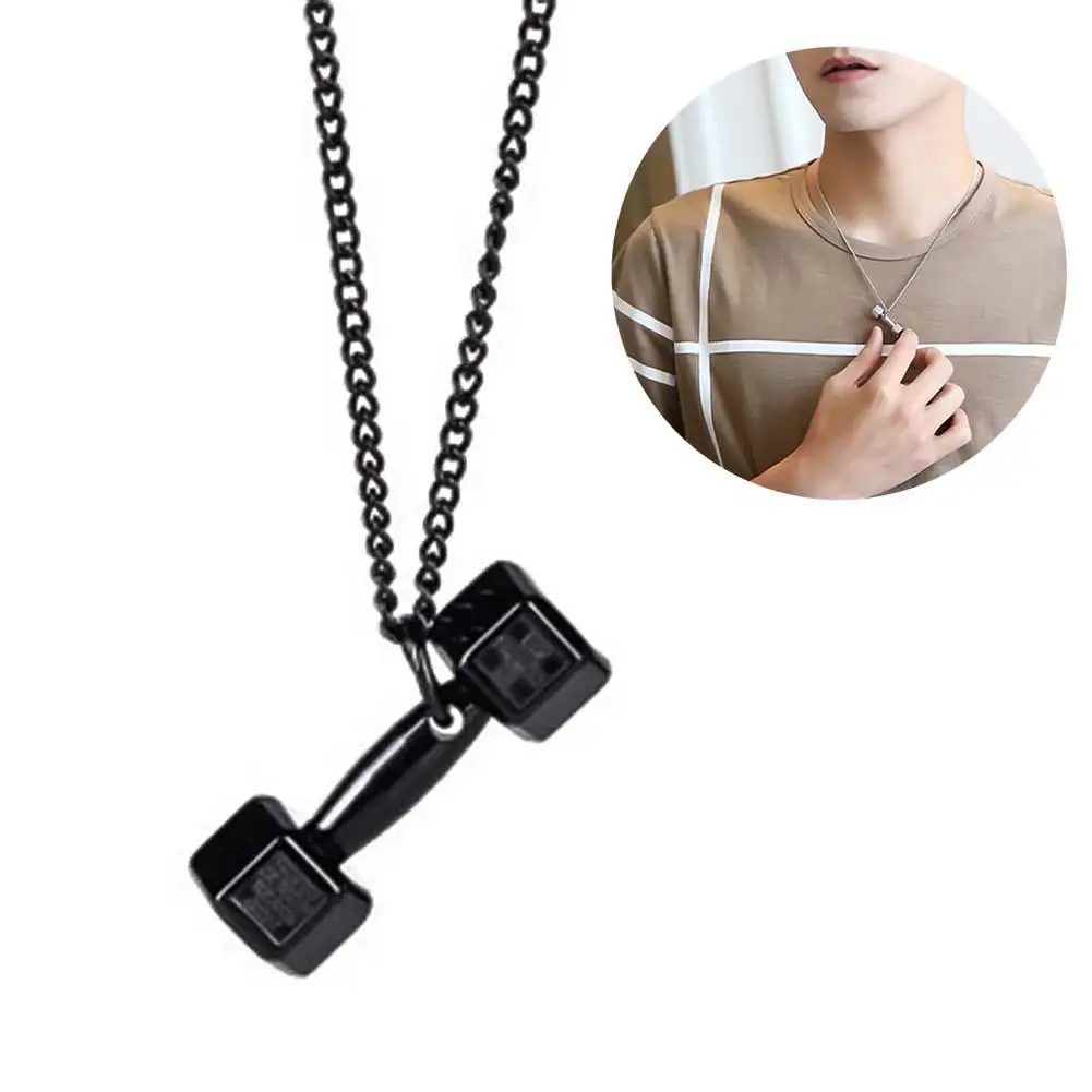 Модная подвеска в форме штанги стиле унисекс цепочка из титановой стали ожерелье