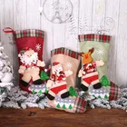 Мешочки для рождественских носков, льняные, со снеговиком, Санта-лосем, медведь и камин, украшения для рождественской елки, для детей, новый год 2022, мешок для подарков
