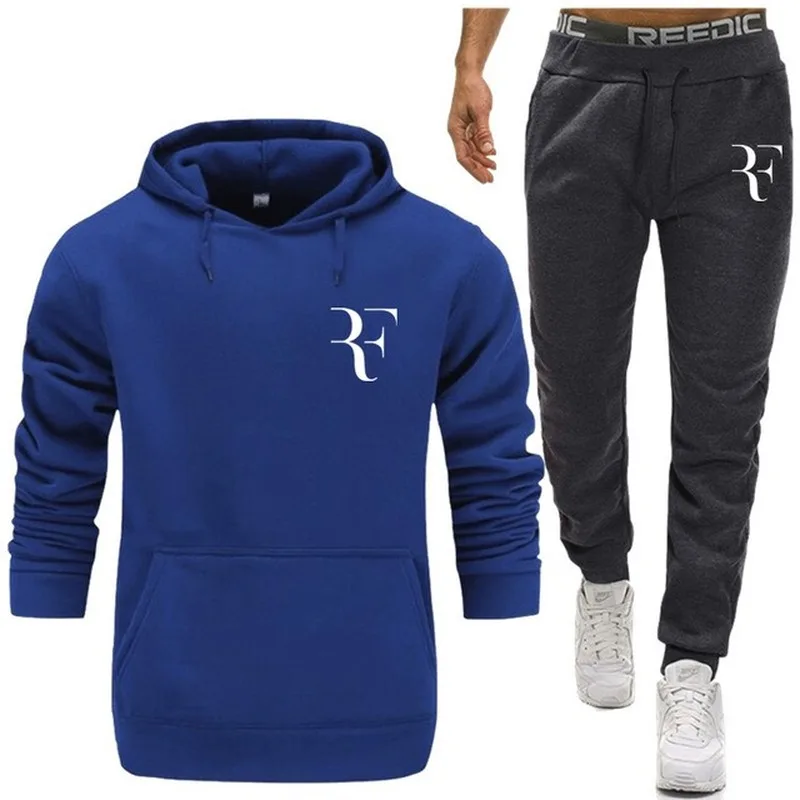 

2021 New roger federer Men Running Sportswear Suits Sweatshirt Sweatpants Gyms Training Hoodies and Pants Sets Tracksuit Coats w