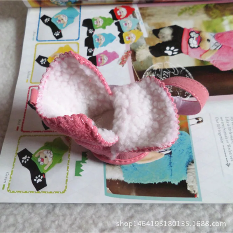 Сапоги для собак Dog Shoes Snow Boots Bichon Pet Cat Chihuahua Lamb Wool Cotton dog booties big shoes on.