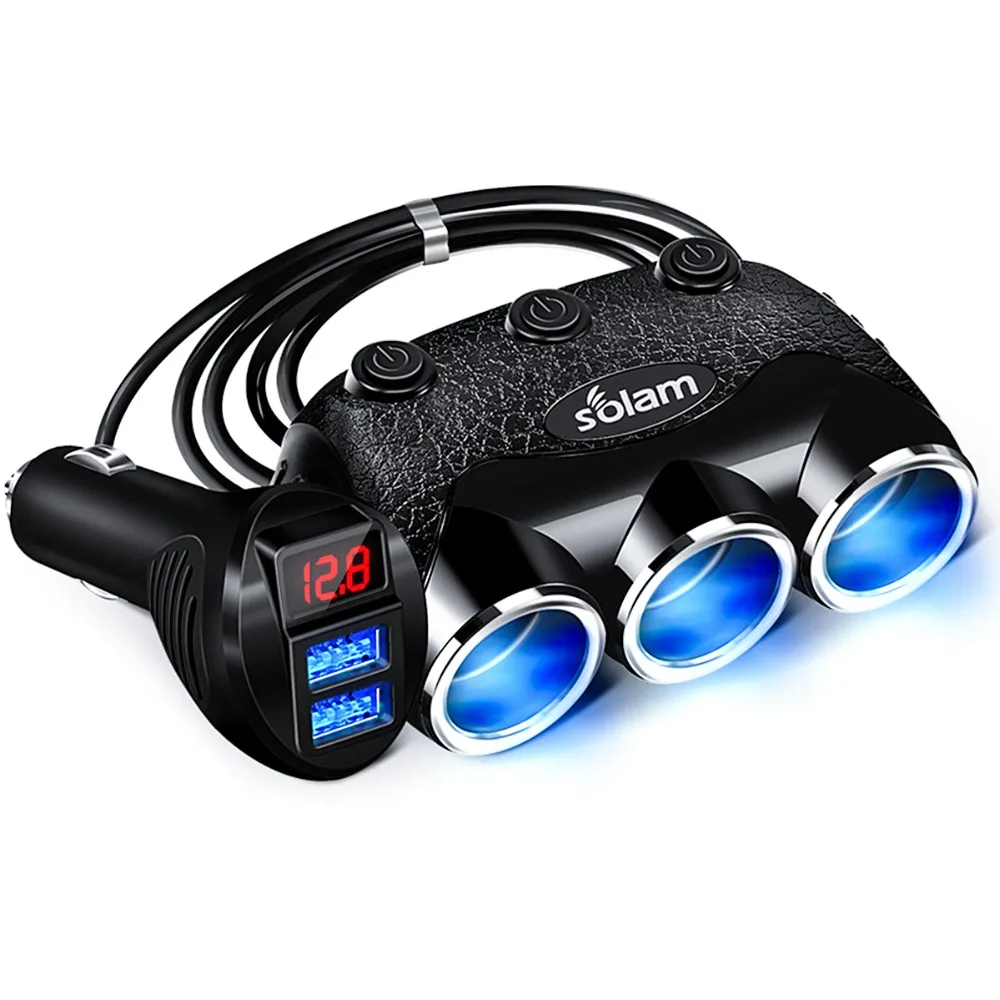 

Cigarette Lighter Socket Charger 3.1A Dual USB Port Adapter Car Chargers With Display For Phone Tablet Digital DV Dropshipping