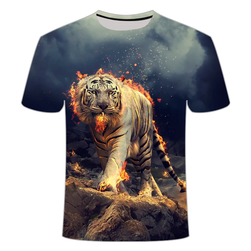 

New style lion tiger novelty pattern short T-shirt cartoon men's women's summer top casual polyester 2020 xxs-6xl Comfortable