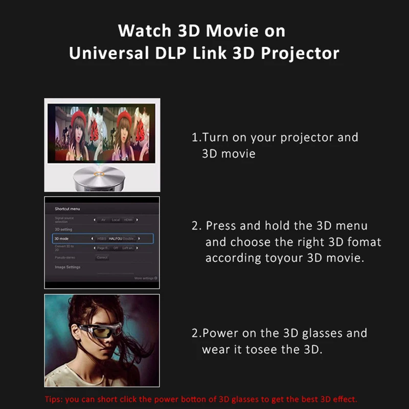 3D очки с активным затвором DLP LINK Glasse 96 144 Гц перезаряжаемые для Xgimi H3 проектора BenQ