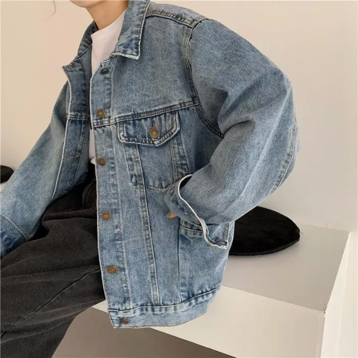 Куртка женская джинсовая Повседневная модная уличная одежда из денима Aq29